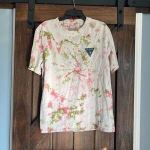 Guess T Shirt Men Medium Crewneck Tie Dye Graphic Logo Slim Fit 90s Y2K Classic